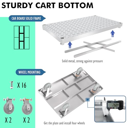 4-in-1 Platform Truck Cart with Cage, Multi-Purpose Heavy Duty Steel Flatbed Cart with 2200lbs Capacity Platform Hand Truck 6" Wheels Push Cart Dolly for Groceries, Garage, Warehouse (41“L x 24" W)