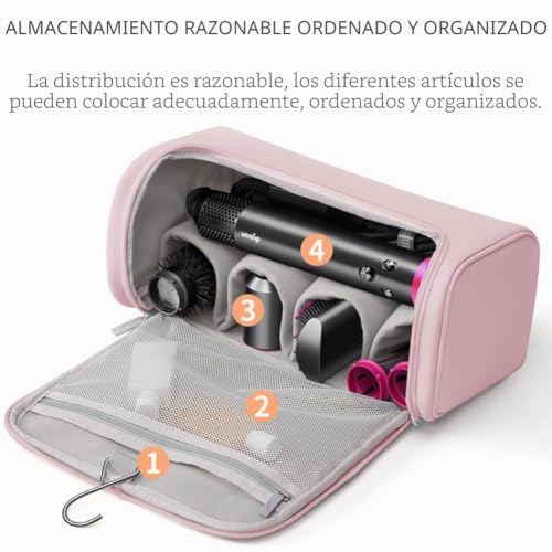 Organizador de viaje para Airwrap y Supersonic: funda impermeable portátil rosa con gancho 2