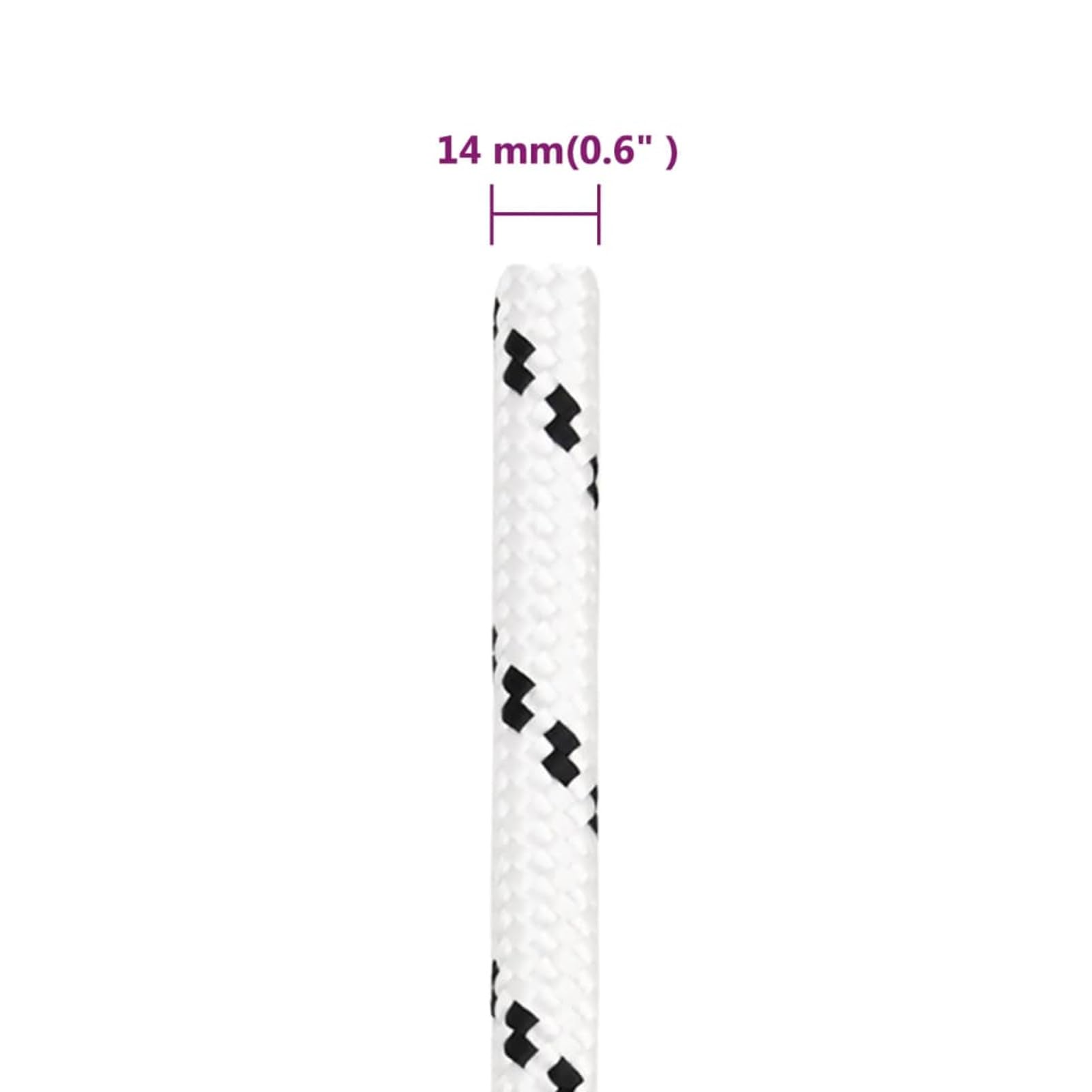 BaraSh Corda Intrecciata per Barca Bianca 14 mm x 25 m Poliestere,Corda Intrecciata,Accessori Ferramenta Corde,Fili e Catene Cavi e Funi-152779