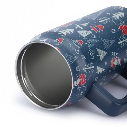 Image of House of Quirk 1500ML Stainless Steel Mug Tumbler with Handle & Straw Lid - Large Water Bottle for Men & Women (Merry Blue)