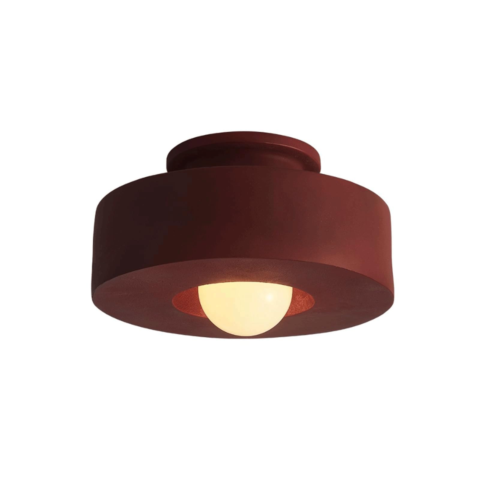 BKEKM Ceiling Light Fixture 40W Warm Light Flush Lighting Fixtures Nordic E26/E27 Close to Ceiling Lamp Round Wabi-Sabi Style Ceiling Light(Rot)
