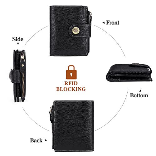 FALAN MULE Small Wallets for Women Leather Womens Wallet RFID Blocking Compact Bifold Wallet,Elegant Black by FALAN MULE - Image 4