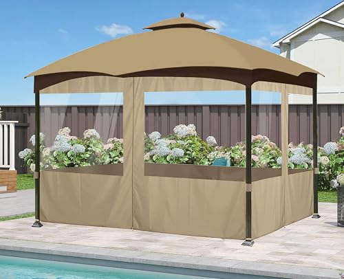 SCOCANOPY 10' x 12' Clear Window Gazebo Privacy Curtain Set for 10X12 Gazebo,(Beige) - Image 7