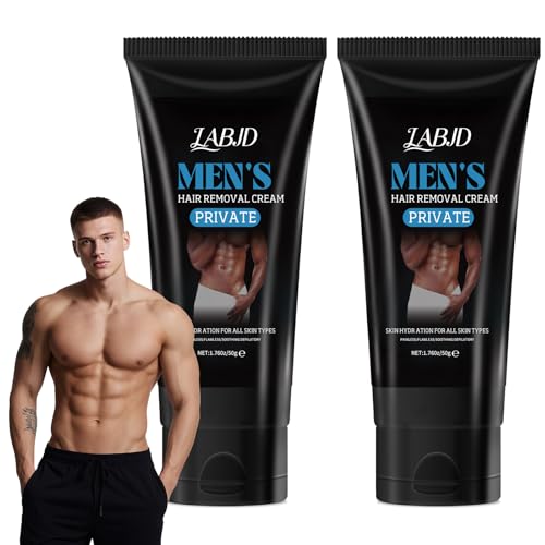 Qpywd Intimate Hair Removal Cream for Men, Sensitive Skin Formula with Aloe Vera & Vitamin E, Painless Depilatory Cream for Private Parts, Chest, Back and Legs, 4.2 fl oz