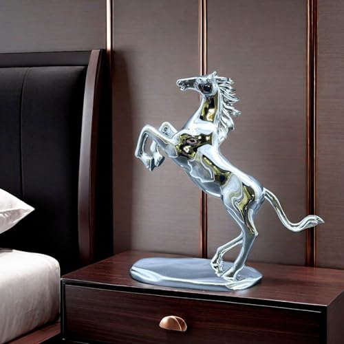 Estatua decorativa de caballo plateada de resina 9.9x3.8x11 in miniatura 2