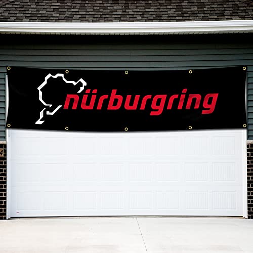 Nürburgring-Flagge, 2 x 2,4 m Rennwagen-Banner mit 10 Messingösen für Garage, Laden, Wanddekoration, Flaggen – Bild 4