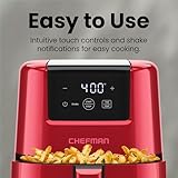 CHEFMAN 2 Qt Mini Air Fryer – Digital Space-Saving Compact Air Fryer with Nonstick and Dishwasher Safe Basket, Quick & Easy Meals in Minutes, Features Digital Timer and Shake Reminder – Red