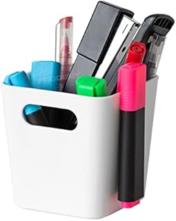 Prodbuy-Limited [Pack of 3] Small White Plastic Square Desktop Pen Pots