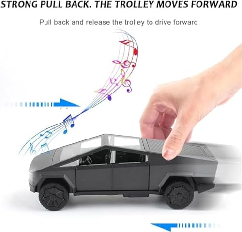 Image of Tesla Cybertruck Diecast Model 1:32 Scale | Alloy Metal Off-Road Pickup Truck with Trailer, Sound & Light | Pullback Toy Vehicle for Kids & Collectors【Green Colour】