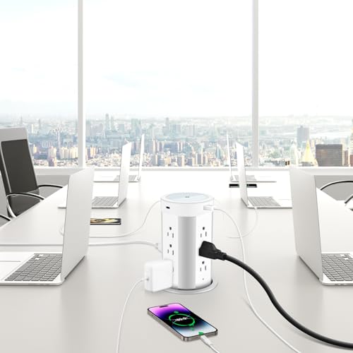 Hezi POP UP OUTLET 4-Inch Pop Up Countertop Outlet With 15W Wireless Charger,Max 45W Power Delivery,2 Usb-A & 2 Usb-C & 12Ac Outlets Tamper Resistant 15A, Island Pop Out For Home Office Kitchen thumb #5