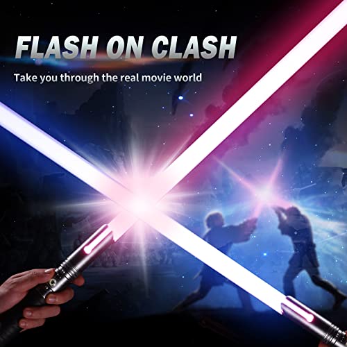 Syingel Heavy Dueling Lightsaber, Smooth Swing Rgb Infinite Color Changing Real Lightsaber 10 Sounds Font Volume Adjustable Force Fx Lightsabers Metal Hilt Adult Children Light Saber（Grey） #TOP2