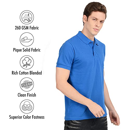 Image of AWG ALL WEATHER GEAR Men's Regular Fit Half Sleeve Cotton Polo T-Shirt Royal