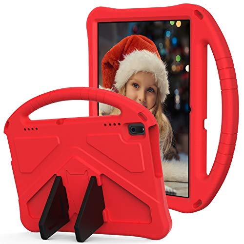 Funda para tablet Lenovo Tab E10 TB-X104F para niños, resistente y ligera, de EVA, a prueba de golpes, con soporte de asa y correa para el hombro (rojo)