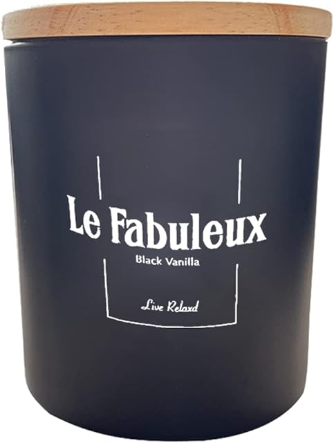 Relaxd Premium Black Vanilla Scented Natural Soy Wax Candle (Le Fabuleux), Large, Long Lasting Aromatherapy Essential Oil Candles