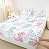 Dinosaur Fitted Sheet Pink Purple Dinos Bedding Set For Kids Girls Cartoon Bed Cover Jungle Safari Lovely Cute Animals Bed Sets Child Kawaii Room Decor With 1 Pillow Case Twin Size No Top Flat Sheet #3