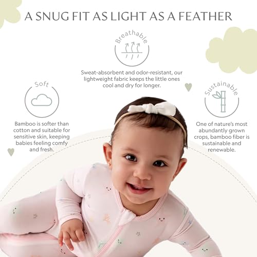 Image of Bamboo Little Soft Baby Footie Pajamas, Baby Clothes, Newborn Sleepers, 95% Viscose and 5% Spandex, 0-24 Months
