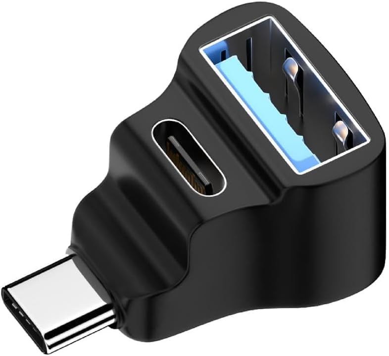 usb c splitter adapter with type-c 3.1 and usb-a 2.0, supports 100w fast charging 20g data transfer 8k@60hz video output, for steam, phone, laptop, tablet black