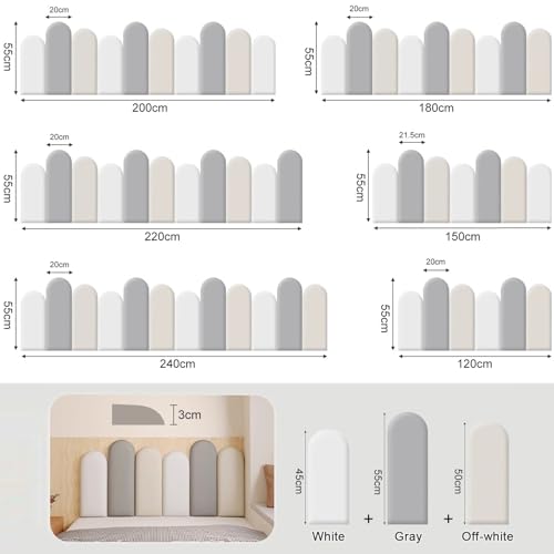 Tête de lit auto-adhésive pour enfant - Rembourrage mural anti-collision - Panneaux muraux en tissu rembourré pour chambre et crèche