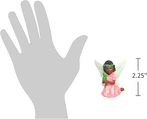 Miniatura 2 de The Bridge Collection Fairy Garden - Figura de niña de hadas con rana, estatua de hada arrodillada de resina, accesorios de jardín de hadas en