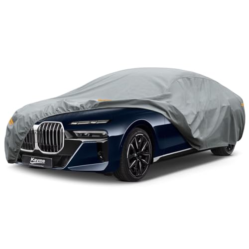 Image of Kayme Heavy Duty Car Cover Custom Fit BMW 7 Series 730 740 745 750 760 Waterproof All Weather for Automobiles, Full Exterior Covers Sun Rain UV Protection.