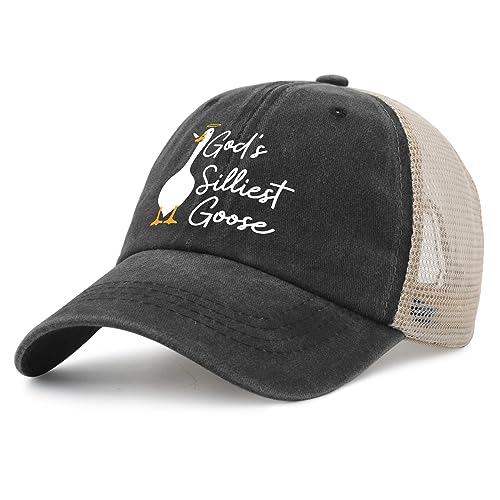 Image of Funny Goose Hat Silly Goose On The Loose Trucker Hat Women Vintage Mesh Cap for Summer | Funny Silly Goose Baseball Cap, Vintage Rave Bucket Hats for Men and Women, Ideas for Outdoor Party in Summer