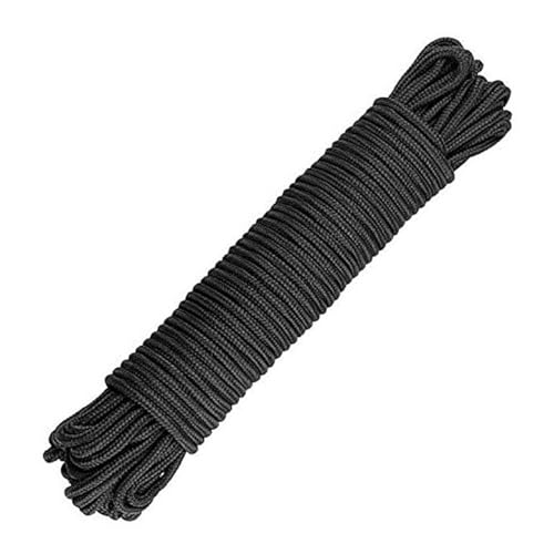 UTHCLO Cuerda de Nailon Trenzada Negra 6 Mm X 30 M Cuerda para Tender la Ropa y Camping Resistente y Ligera para Uso Interior y Exterior para Atado y Actividades al Aire Libre