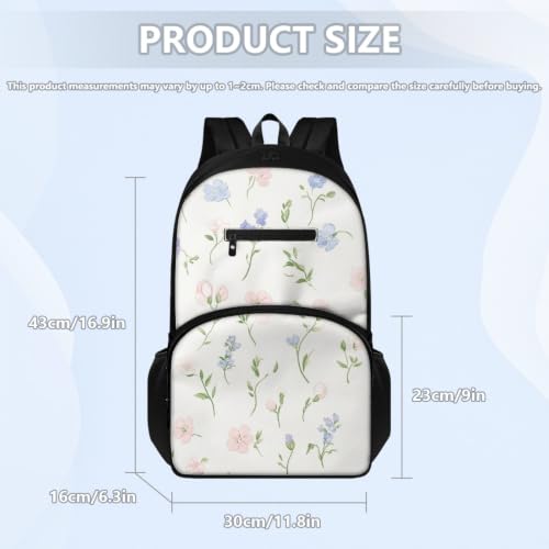 Mochila duradera grande flor rosa claro para estudiante de instituto 7