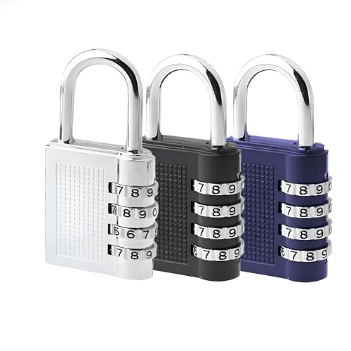 Image of Oblivion Number Locks for Door 3 Pcs - Multicolour 4-Digit Number Combination Anti-Theft Metal Lock for Travel Bag, Luggage, Door, Tool Box, Resettable PIN Number Padlock (Initial Password 0-0-0-0)