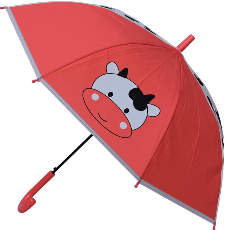 ™ Kids 3D Cow Cartoon Umbrella | Dome Shape Windproof Rain Umbrella for Boys & Girls | Lightweight, Safe Rounded Edges, Cute Animal Design for School & Travel-image-32