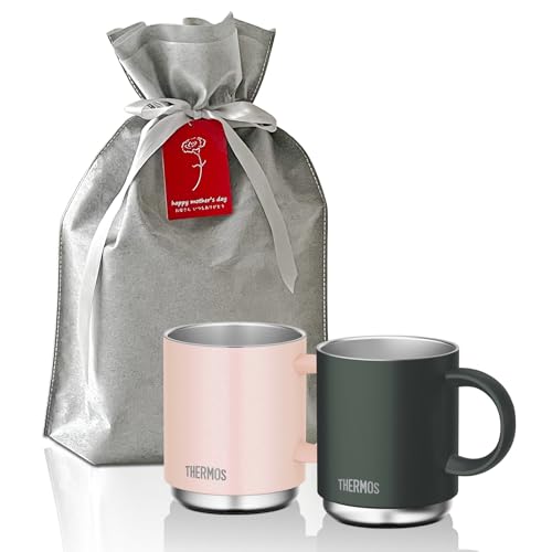 【ザッカLab.オリジナル】サーモス 誕生日プレゼント 保冷保温マグカップ ペアセット 350ml JDS-351 フォレストグリーン×ベージュピンク|バースデー ギフト 贈り物