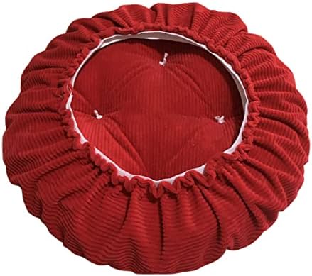 LEXFORT Round Bar Stool Cushion Corduroy Fabric and Thick Padding Stool Cover Comfortable Sitting for Round Wooden/Metal Stools Red 12 Inch