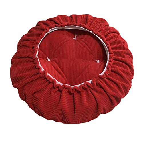 Lexfort Round Bar Stool Cushion Corduroy Fabric And Thick Padding Stool Cover Comfortable Sitting For Round Wooden/Metal Stools Red 12 Inch #TOP24