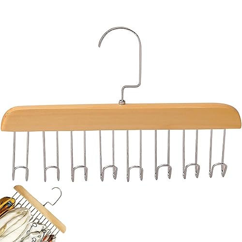 LPMXYW Anti Slip Multi Hook Coat Rack Bra Hanger Sturdy And Durable Wooden Scarf Organizer Multifunctional Lingerie Vest Sling Rack 360 Degree Bra Storage for Closet with 8 Hooks Wood Color