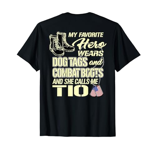 Hombre Mi sobrina lleva etiquetas de perro botas de combate - Orgulloso ejército Tio tío Camiseta