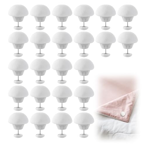 24 Pcs Attaches de Couette, Clips Antidérapantes de Housse Couette, Pince Couette Ronde en Forme de Fixation Champignons Convient pour Fixer Housse de...
