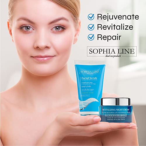 Sophia Line Relax Package - Dead Sea Product Set - Night Cream For Women Anti Aging & Facial Scrub - Exfoliating Daily Face Wash And Scrub - Face Peel & Body Scrubs For Women Exfoliation - (Set Of 2) #TOP4
