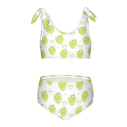 YYZZH Green Heart Shape Apple Girls Bikini Sets 2 Piece Swimsuits Bathing Suit Swimwear