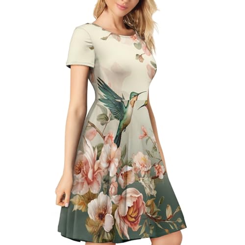 Image of Forchrinse Native Aztec Style Black White Geometric Women's Midi Dress Casual Long Dress Round Neck Swing Dress