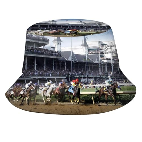 Cute Horse Pattern Bucket Hat Horse Race Hat Packable Travel Beach Sun Hat for Men Women