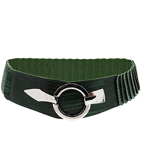 Gloop Cinturón elástico para mujer, 6 cm de ancho, anillo plateado, Verde oscuro 18905a7 Cover