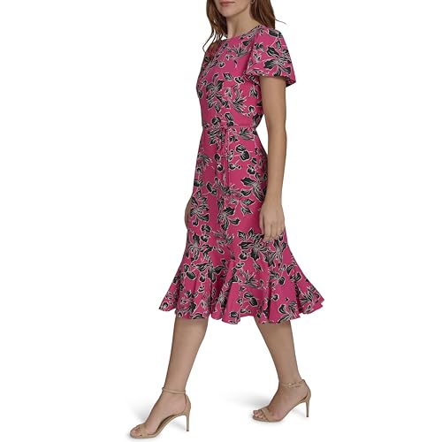 Image of Tommy Hilfiger Women's Short Sleeve Pleated Hem Rope Belt Midi Dress