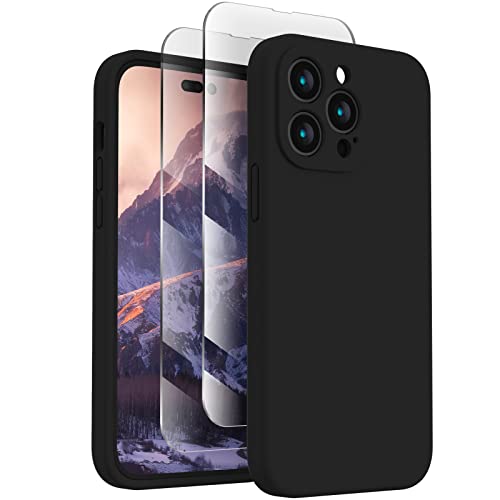 Image of FireNova Designed for iPhone 14 Pro Case, Silicone Upgraded [Camera Protection] Phone Case, Soft Anti-Scratch Microfiber Lining Inside, 6.1 inch, Black