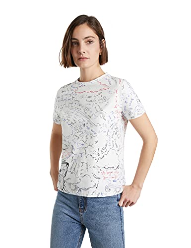Desigual Women's Knit T-Shirt Short Sleeve, White, L #TOP20