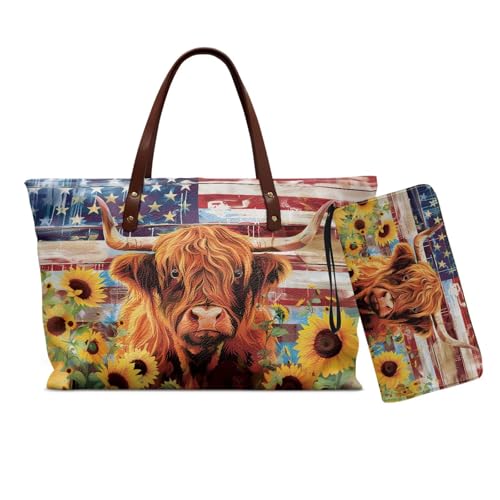 Set bolso tote y billetera mujer de cuero PU miniatura 1