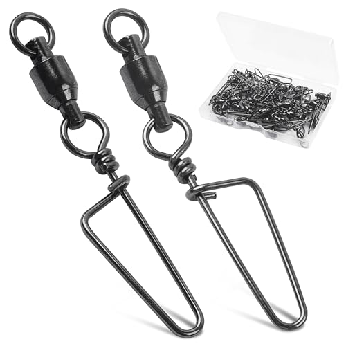 AGOOL Fishing Swivels Snaps Ball Bearing Swivels with Coastlock Snap Saltwater Stainless Steel Fishing Tackle Line Lure Leader Connector 26Lb - 503Lb