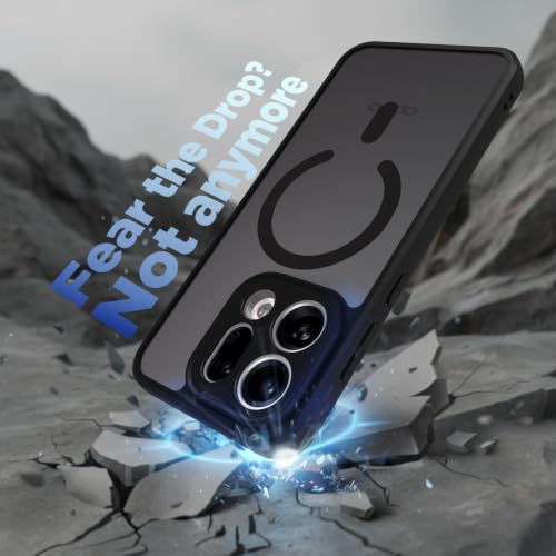 Image of RIGGEAR Shockproof Sleek Hybrid Armor Magnetic Back Cover Case Compatible with MagSafe Accessories for Oppo Find X9 5G (Smoke Black Matte PC + TPU Black Bumper)