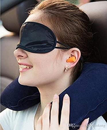 Amfs Store Velvet 3 in 1 Combo Travel Set Neck Pillow for Men and Women for Sleeping and Travelling in International Flights, Car and Train Set of 3 Pack of 1-image-24