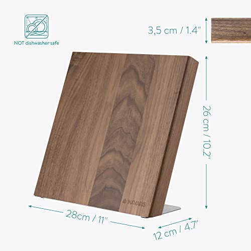 Navaris Wooden Magnetic Knife Holder - Universal Wood Magnetic Knife Block - Organizer for Knives Scissors Kitchen Cutlery - Walnut 10.9" x 10.8" by Navaris - Image 6