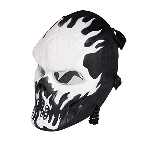 Anyoupin Paintball Mask, Skull Skeleton Full Face Airsoft Mask with Clear Lens Army Fans Supplies M06 Tactical Mask for Halloween Paintball BB Gun CS Game Cosplay and Masquerade Party (Wildfire)