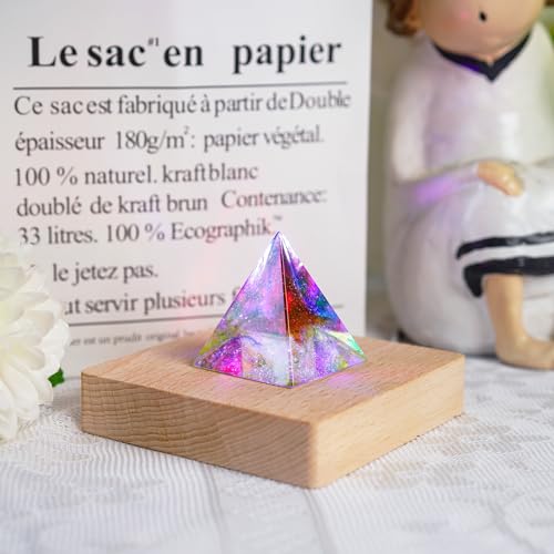 Image of ZEERSHEE Pack 2 LED Light Base for Crystal Colorful Lights 3.5 0.7inch Square Wood Display Stand for Acrylic 3D Crystals Glass Resin Art
